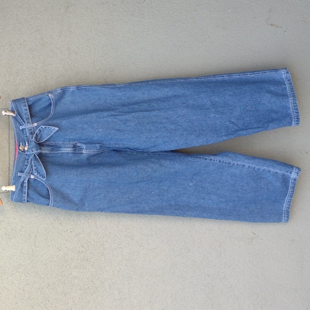 90s Revolt High-Waist Wide Leg Tie Front Jeans Vintage Women's 16 (Fits 12-14)